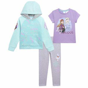 NEW Disney Frozen Kids Sweater 3-Piece Set, Hoodie T-Shirt Legging